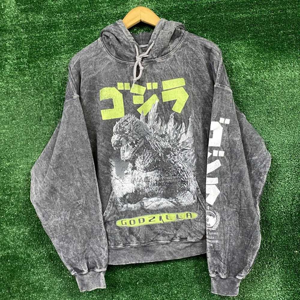 Godzilla Japanese Text Mineral Wash Hoodie Size XL - image 3