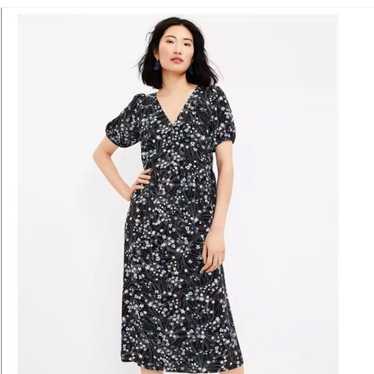 Loft NWT Flower Dress Puff Sleeve Size M Pretty R… - image 1