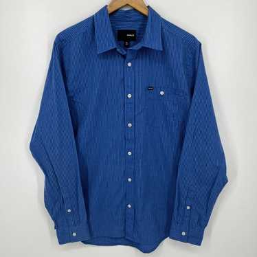 Hurley Long Sleeve Button Shirt Men's Size L Blue… - image 1