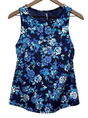 Lands End Tankini Swim Top Sz 10 Blue Floral Padd… - image 1
