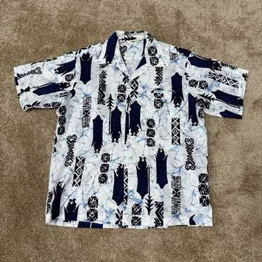 White And Blue Tropicana Hawaiian Shirt Vintage N… - image 1