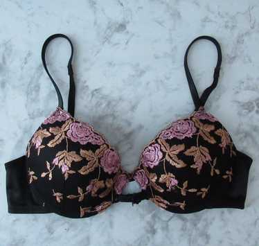 Lily Of France Bra 34B Black Lace Floral Embroide… - image 1