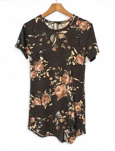 Pinklicious Black Floral Short Sleeve Blouse Size… - image 1