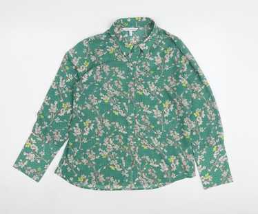 Next Women's Green Floral Button-Up Shirt, Size 8 - image 1
