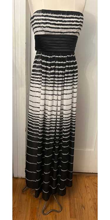 BCBG MAXAZRIA Black White Striped Empire Waist Sil