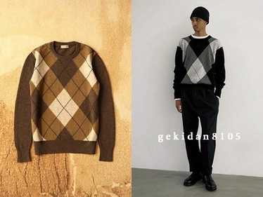 ニット/セーター MARGARET HOWELL - MARGARET HOWELL BOXY ARGYLE JUMPER KNIT Saddle Crew Sweater Soft Camel Hair – La Garçonne