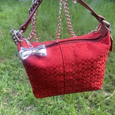 バッグ Coach Red Signature Soho Hobo Shoulder Coach Soho Coach Red Signature Handbag Red Coach Hobo Bag