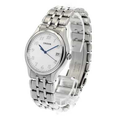 最高級 SEIKO CREDOR 8J86 DRESS watch TOP MINT* SEIKO CREDOR 8J86-7A00 Date Silver Dial Quartz