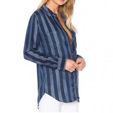 Rails Chambray Carter Indigo Block Stripe Button … - image 1