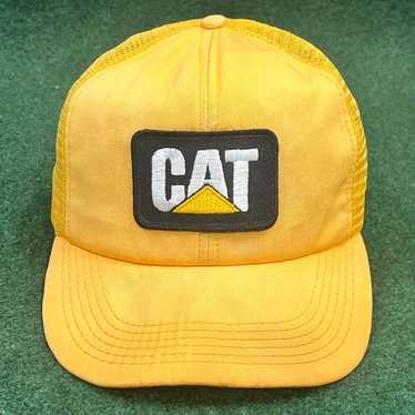 80“-90s“ CAT TRUCKER MESH CAP used USA製 Vintage Caterpillar Cat Michigan Camo Mesh Trucker Hat USA