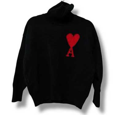 ★AMI PARIS★ Red Heart Logo T-Shirt Night Blue BFUTS2357244 Night Blue Red Ami De Coeur T-Shirt | AMI PARIS