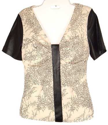 Vivienne Tam ブラック Vネックカットソー ビンテージ Vivienne Tam Vtg Shirt Blouse Black Floral Embroidered