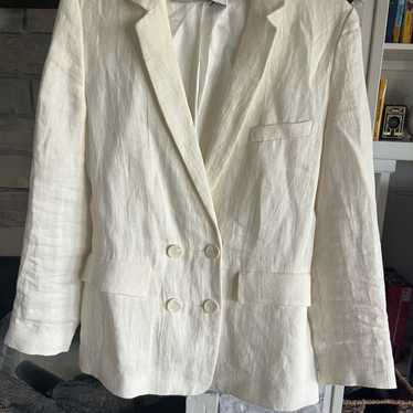 ジャケット PLAIN White Double-Breasted Blazer in Linen Woman 3915_d9ecd3f1-4fca-497f-9a63-