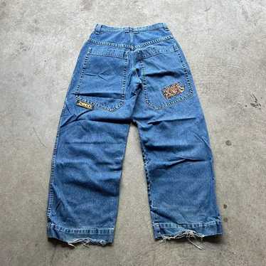 パンツ 90s JNCO Jeans Belle Denim vtg 90s JNCO jeans size 13 Embroidered Bell Bottom S-1015