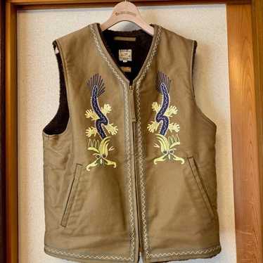 071◆THE REAL McCOY'S ALPACA VEST MJ19105 The Real McCoy's Vest, Alpaca, Pile-Lined - Khaki – Standard