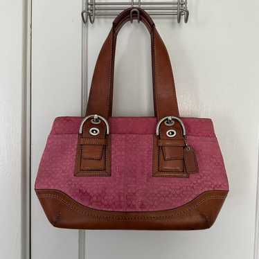 バッグ COACH SOHO LEATHER POCKET TOTE BAG y2k COACH Soho Minisig Tote Signature Monogram Black Leather