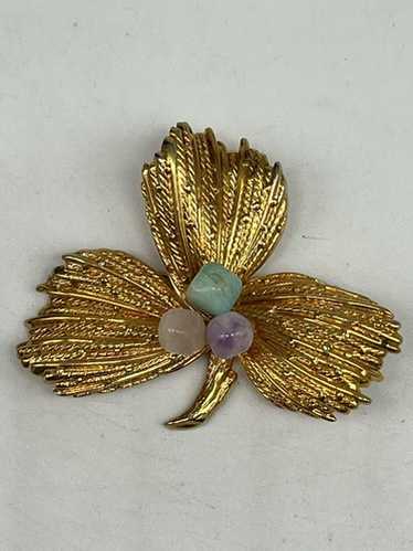 Christian Dior 1966年ドイツ製ブローチ RARE Vtg 1966 Signed CHRISTIAN DIOR Germany Gold Flower