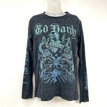 【美品】Ed Hardy スカル　Tシャツ　y2k グランジ　ビジュー　平成ラメ 美品】Ed Hardy スカル Tシャツ y2k グランジ ビジュー 平成ラメ