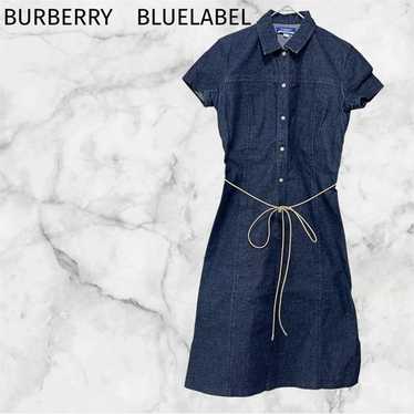 BURBERRY BLUE LABEL デニムフリルワンピース　38 バーバリーブルーレーベル☆半袖デニムワンピース 38 未着用