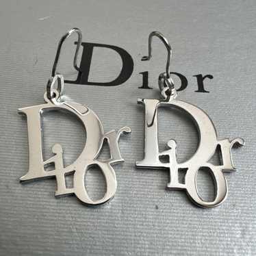 アクセサリー Dior Trotter Hook Earrings stone Silver CHRISTIAN DIOR Hook Earrings Trotter Oblique Rhinestone