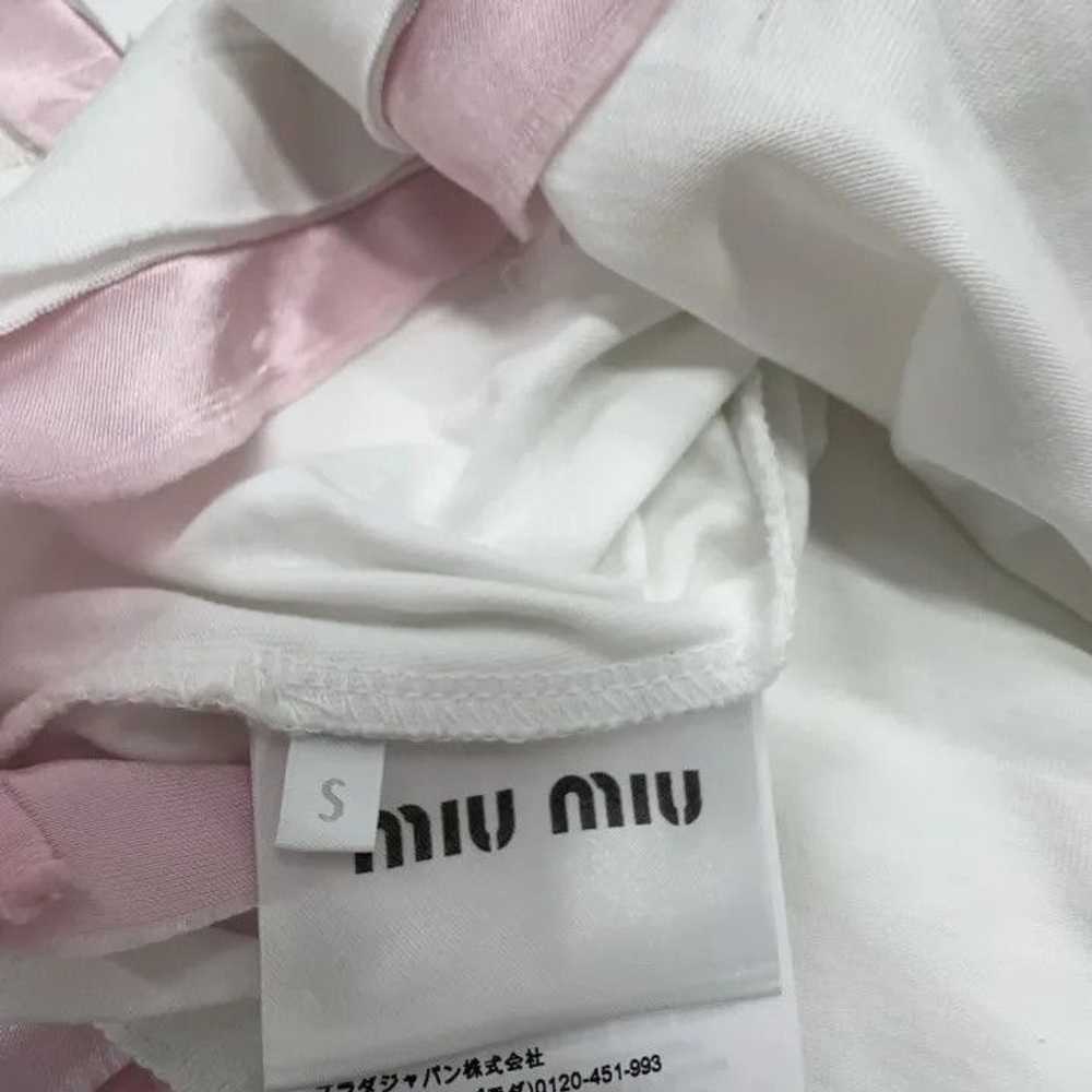 Miu Miu Miu Miu Color Block Logo Embroidery T-Shi… - image 4