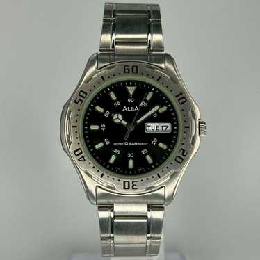 良品稼働中です☺︎SEIKO ALBA SCUBA200m AIR DIVER Seiko Alba 200M Scuba Solar Men's Watch Stainless Steel Air
