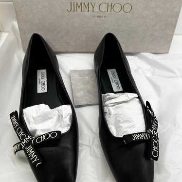 バレエシューズ Jimmy Choo BALLERINE SHOES (BINGPUMPFLATNXJ BLACKSILVER) Bing Pump Flat|Black Patent Leather Flats| JIMMY CHOO