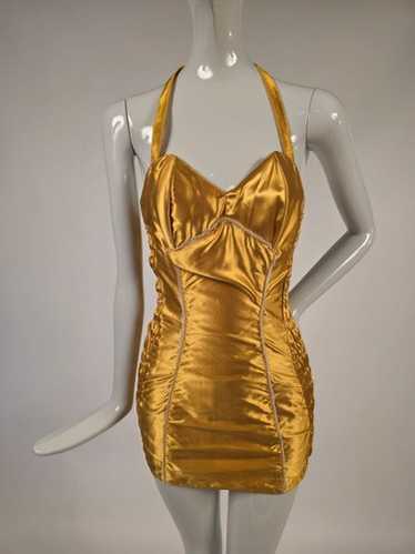 CHEESECAKE VINTAGE 1940’S GOLDEN YELLOW SATIN FOR… - image 1