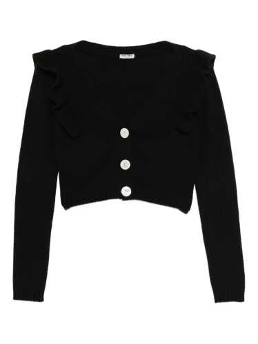 トップス Miu Miu Silk Mix Ribbon Cardigan Black Miu-Miu-cashmere-cardigan-