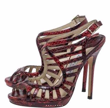 Jimmy Choo Red Python Keenan Python Platform Sand… - image 1
