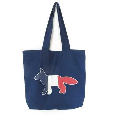 ☆人気☆【MAISON KITSUNE】☆Tricolor Fox Tote Ba.g Navy☆ Maison Kitsuné: Blue Tricolor Fox Tote Bag | influenceu