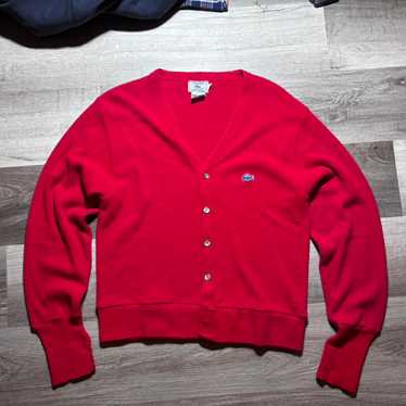 LACOSTE 70〜80s cardigan Vintage 70s Izod Lacoste Cardigan Sweater L Green Alligator