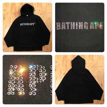 APE BAPE スワロフスキー　パーカー　スウェット　カレッジロゴ　L 初期 アベイシングエイプA BATHING APE クラシックカレッジロゴ