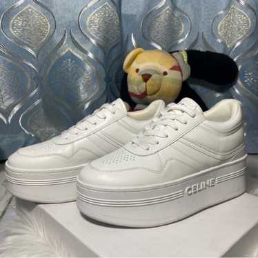 ★CELINE★ LEATHER PLATFORM SNEAKERS ♪ホワイト♪ Céline PLATFORM SNEAKERS IN OPTICAL WHITE CALF LEATHER ref