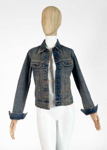 PLEIN SUD JEANS デニムフリンジ ジャケット Y2K ヴィンテージ Y2K Plein Sud Denim Cropped Military Biker Black Jean Jacket
