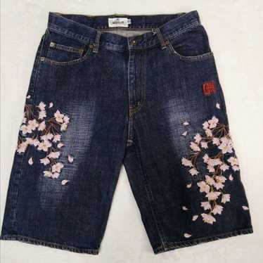 MIRROR9★Denim half pants Generic Men's Jean Half Pants Classic Straight Retro Denim