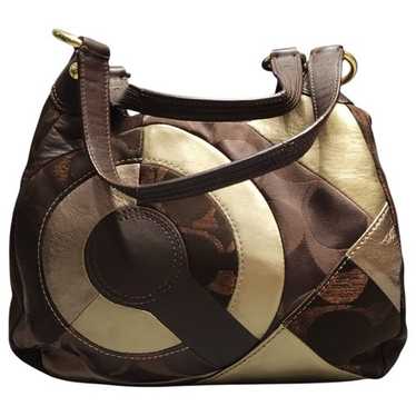 バッグ Coach Soho Patchwork Python Bag brown Coach Vintage Soho F12843 Brown Patchwork Leather & Canvas