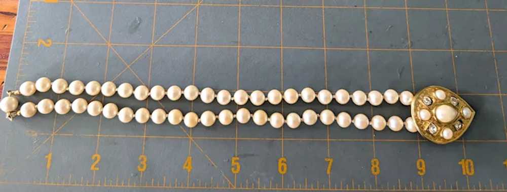Signed Richelieu Faux Pearl Necklace With Rhinest… - image 7