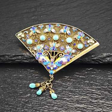 Vintage silver enamel chinese - Gem