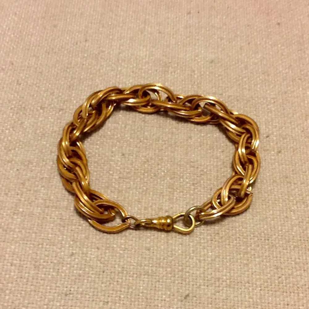 Double Link Gold Tone Flexible Link Bracelet - image 4