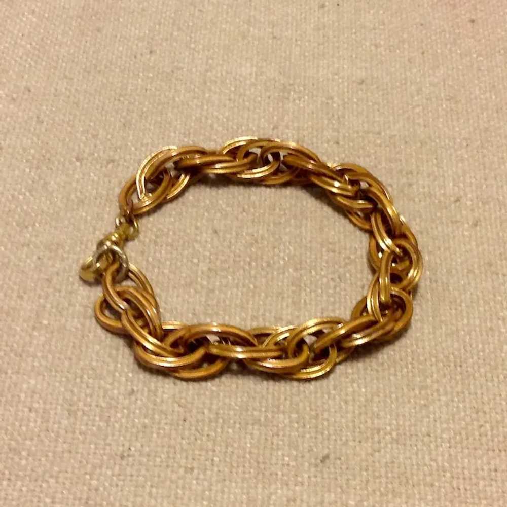Double Link Gold Tone Flexible Link Bracelet - image 5