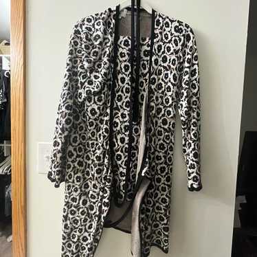 Leopard Print Open Cardigan + Pant Set - image 1