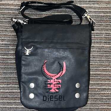 バッグ OLD DIESEL leather messenger bag black Diesel Men Old Leather Nylon Messenger Bag Black 32x35x10cm