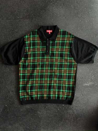 【Supreme】Plaid Knit S/S Polo BLACK XL Supreme Plaid Knit S/S Polo Black Men's - SS24 - US