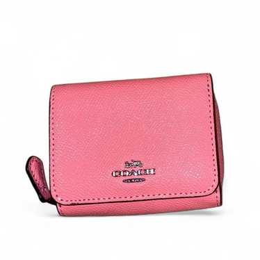 【関税送料込】COACH Pink mini leather coin purse Coach Metallic Pink Leather Coin Purse Card Case Keyring NWT