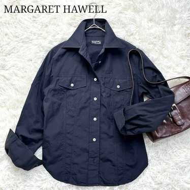 MARGARET HOWELL✨ バンドカラー　 半袖 ネイビー ゆったり　S Margaret howell m - Gem