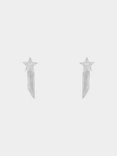 【SAINT LAURENT】silver-tone and crystal イヤリング Yves Saint Laurent YSL Rive Gauche Long Silver Tone Crystal