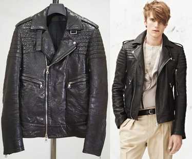 ジャケット・アウター BALMAIN RIDERS LEATHER JACKET SIZE 46 white-leather-balmain-jacket-