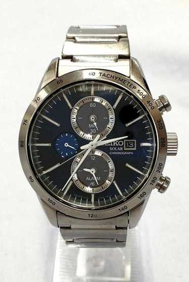 SEIKO Solar Chronograph ダークブルー　v172-0ap0 Seiko Solar Men's Black Watch - V172-0AP0 for sale online | eBay