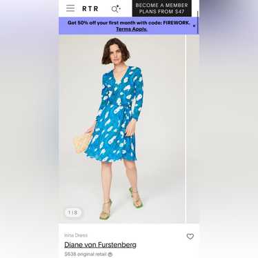 国内即発 Irinaシフォンラップ DIANE von FURSTENBERG Diane Von Furstenberg Blue Printed Silk Irina Wrap Dress S